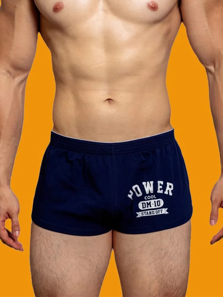 2-pack Men's DM Printed Lettering Low Waist Sexy Cotton Boxer Shorts