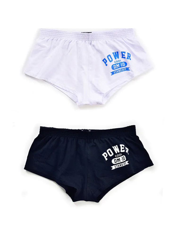 2-pack Men's DM Printed Lettering Low Waist Sexy Cotton Boxer Shorts