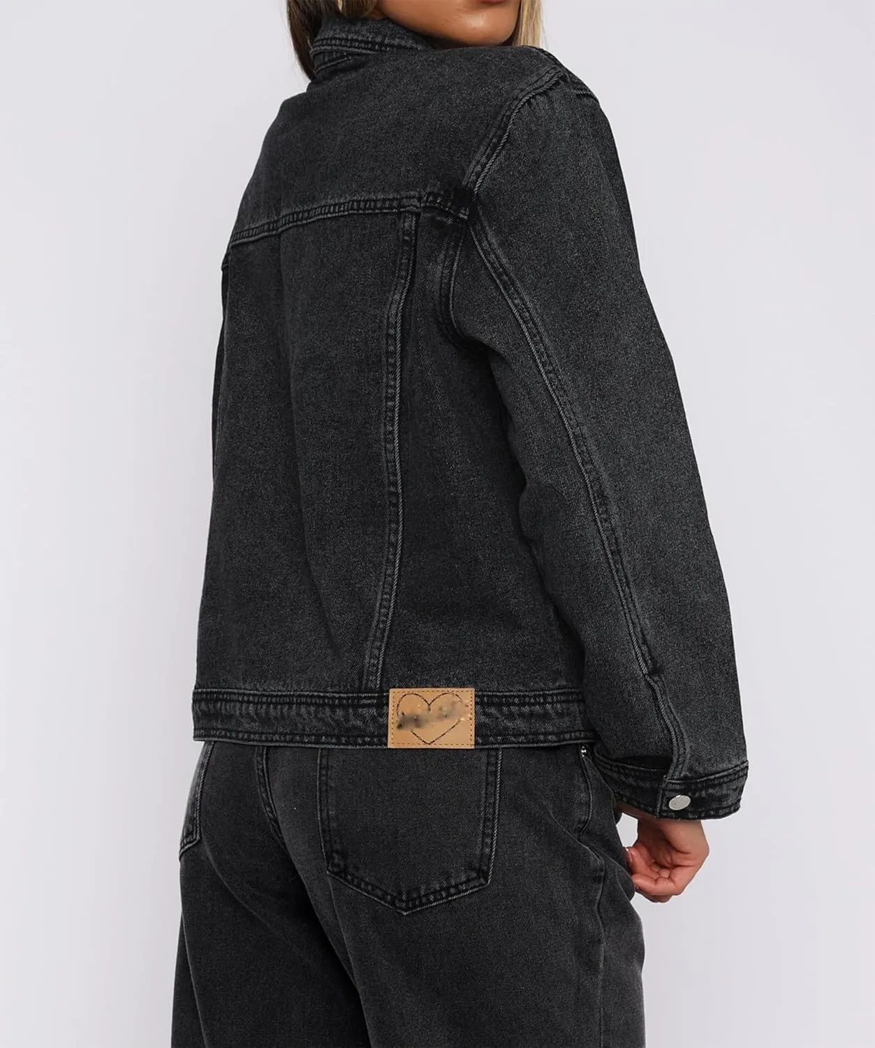 2025 Jean Jackets for Women Casual Long Sleeve Button Up Denim Jacket Western Oversized Shacket Jacket