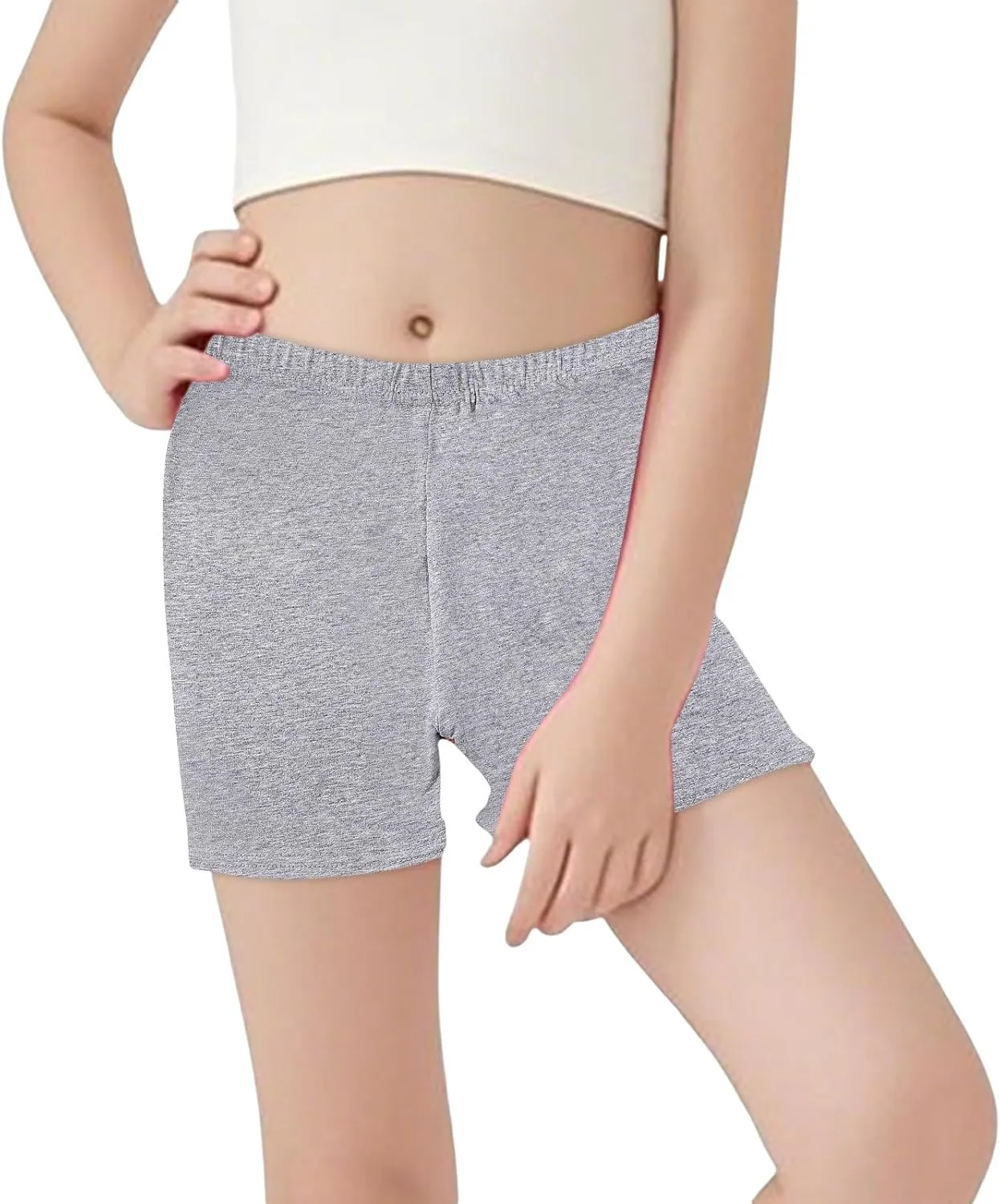 4-Packs Girls Cotton Athletic Running Shorts Casual Kids Summer Comfy Elastic Waist Short Yoga Leggings for 5-14 Years
