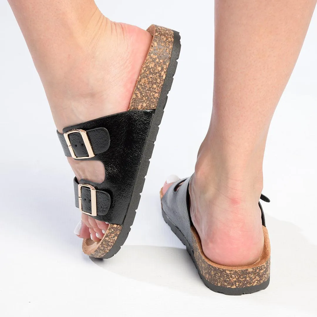 Alessio Comfort slide Fashion Sandals - Distressed Black