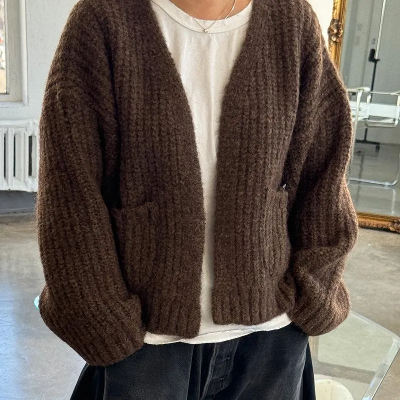 Alpaca Sweater Jacket in Wood