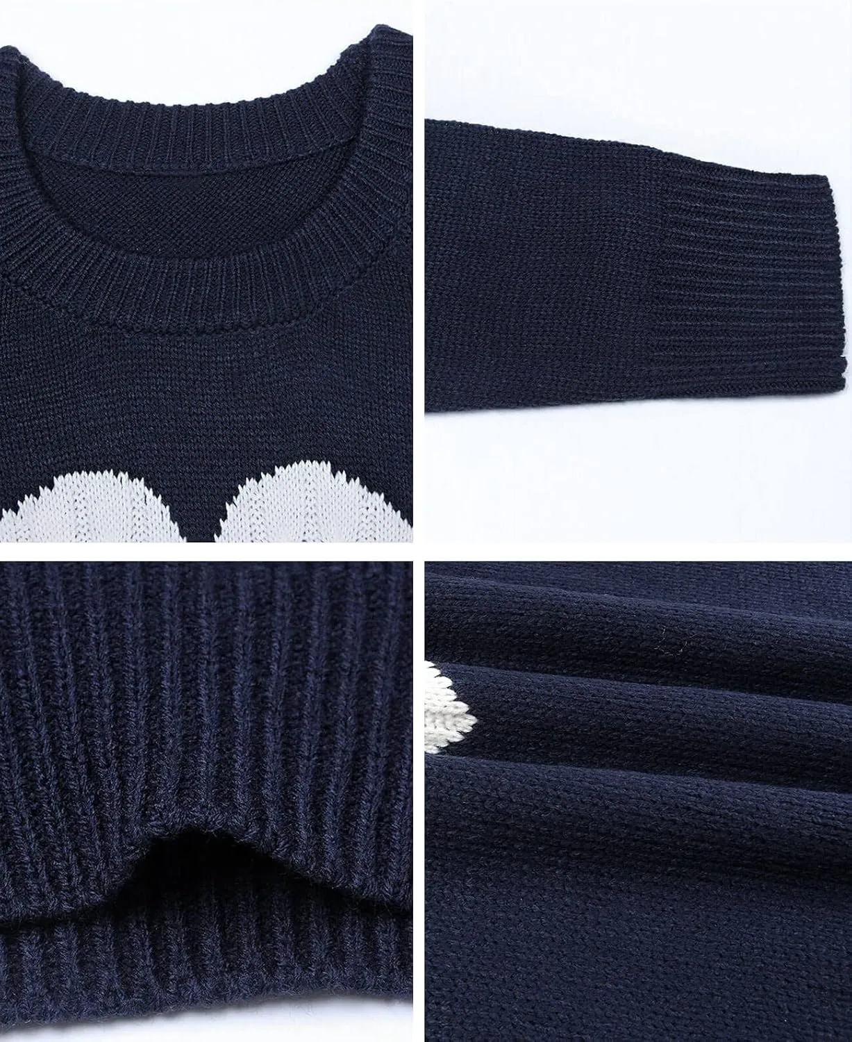Alsol Lamesa Women's Cute Heart Sweater Long Sleeve Crewneck Pullover Ribbed Knit Casual Sweaters