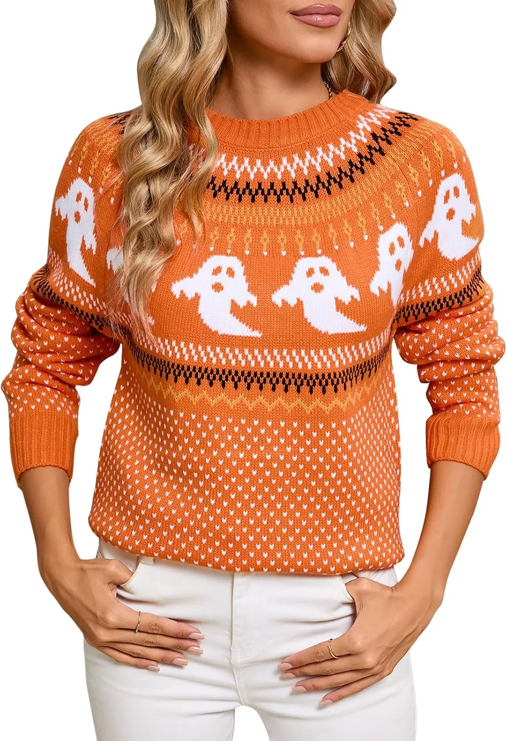 Alsol Lamesa Women's Cute Heart Sweater Pullover Long Sleeve Crewneck Casual Knitted Sweaters