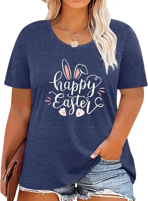 Anbech Plus Size Tshirt for Women Crewneck Graphic Tees Summer Outfits Short Sleeve Casual Shirt