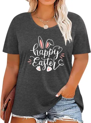 Anbech Plus Size Tshirt for Women Crewneck Graphic Tees Summer Outfits Short Sleeve Casual Shirt