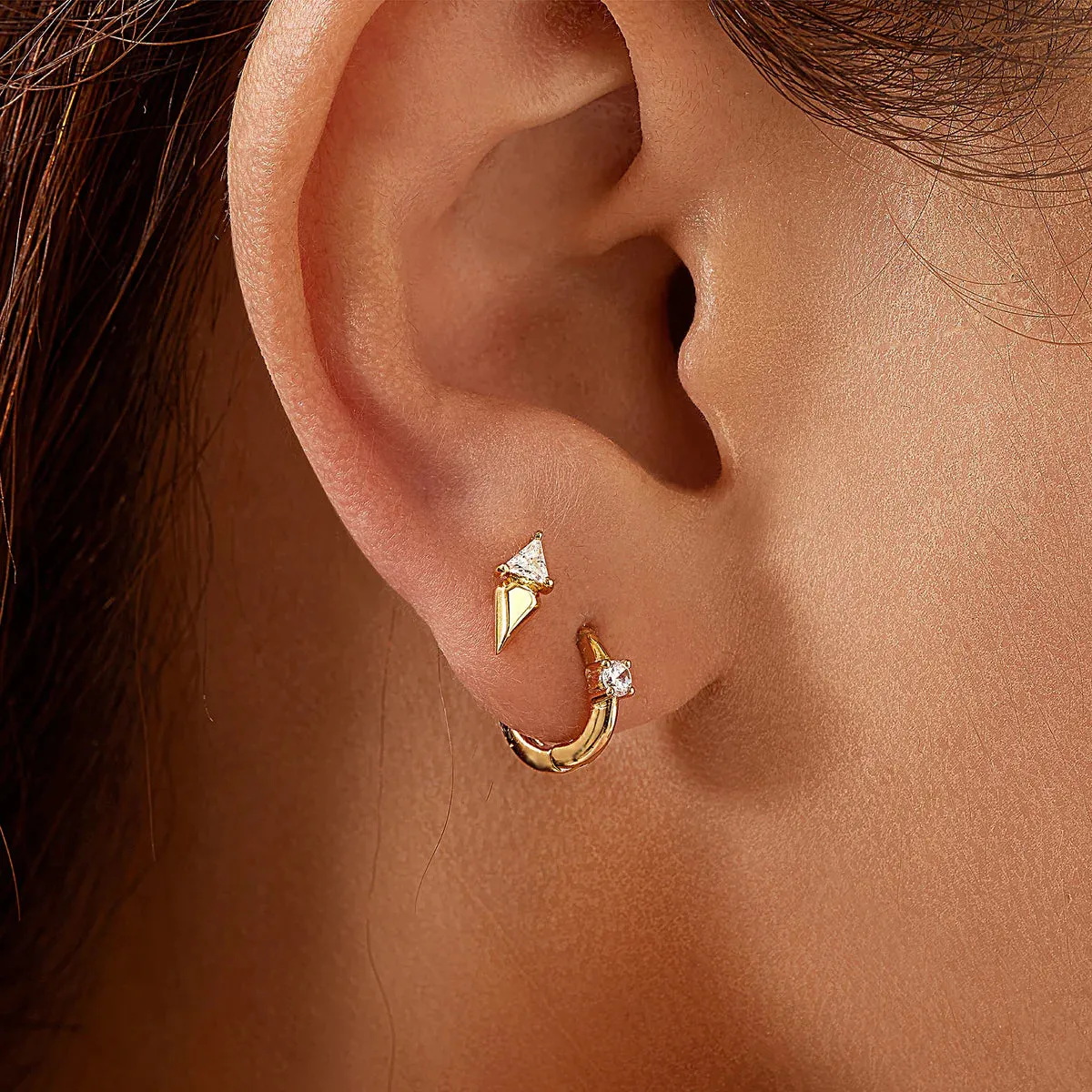 Ania Haie Gold Triangle Cubic Zirconia Geometric Stud Ear Jackets