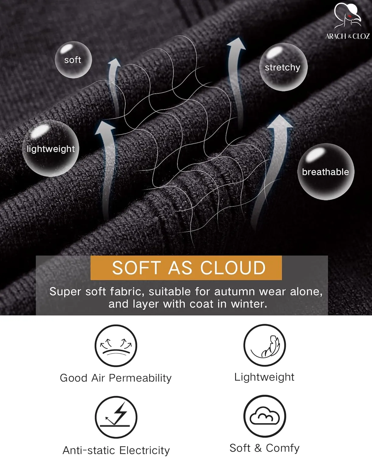 Arach&Cloz Women 2025 Fashion V Neck Long Sleeve Shirts Blouse Knit Casual Pullover Spring Sweater Top Cozy Clouds XS-3XL