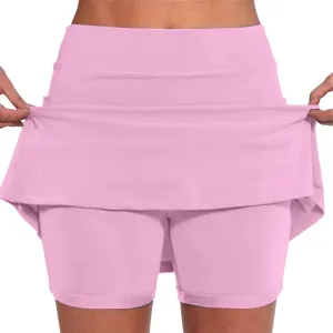 Athletic Skorts for Women Plus Size Tummy Control Tennis Yoga Shorts Hight Waist Solid Comfy Elastic Gym Skirts