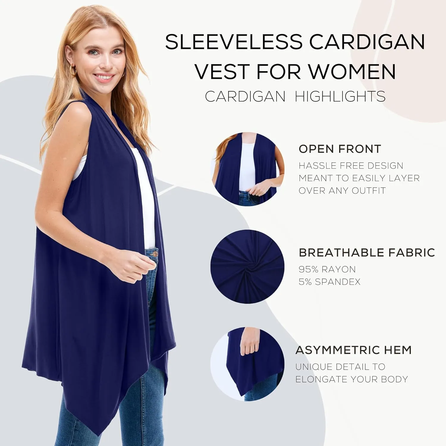 Azules Sleeveless Cardigan Vest for Women- Stylish Casual Womens Cardigans for Every Occasion