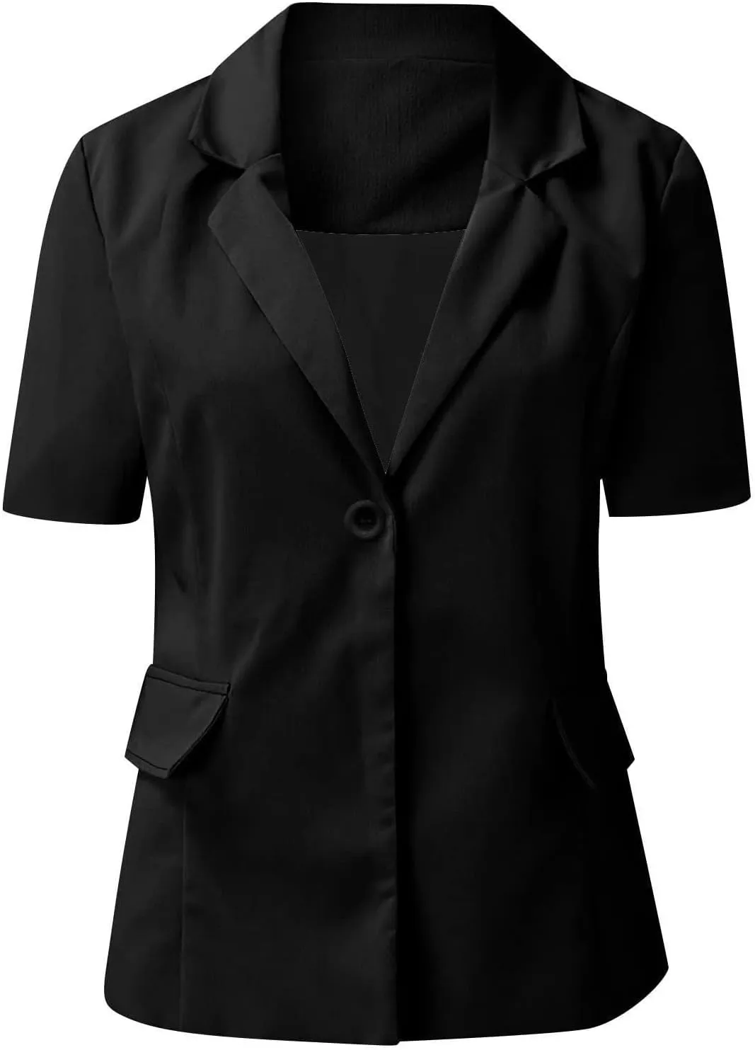 Blazers for Women Casual Work Office Slim Fit Herringbone Blazer Open Front Single Breasted Short Sleeve Suits Jacket