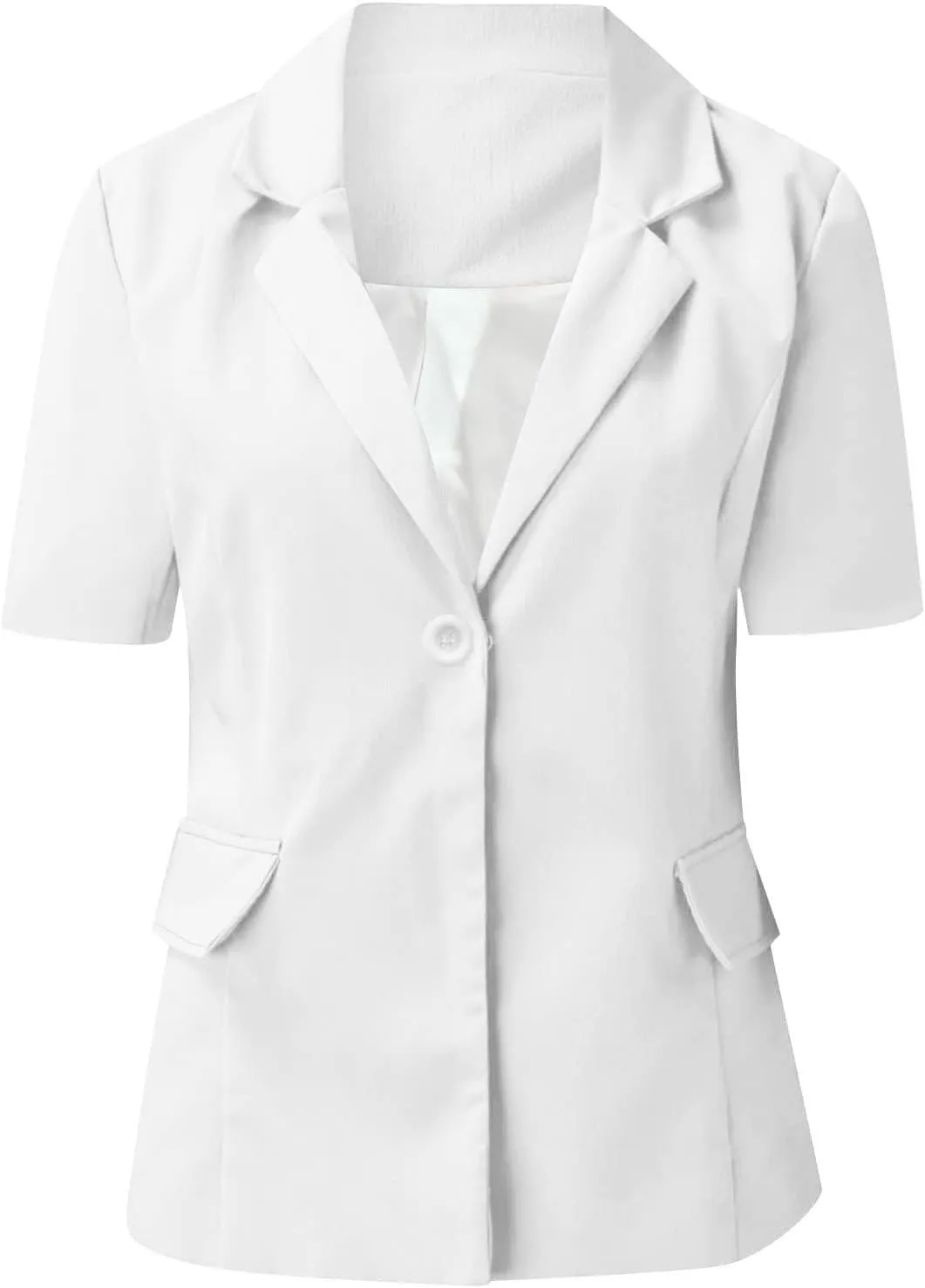 Blazers for Women Casual Work Office Slim Fit Herringbone Blazer Open Front Single Breasted Short Sleeve Suits Jacket