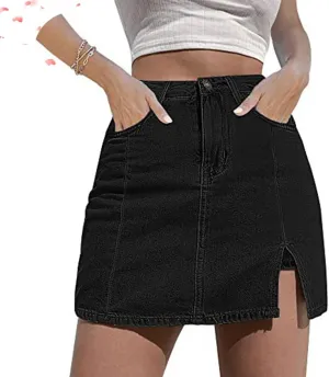 BloomySkorts Jean Skorts Woman High Waisted Casual Stretchy Denim Skirt Denim Jean Mini Shorts Slit Skirts 2025 New