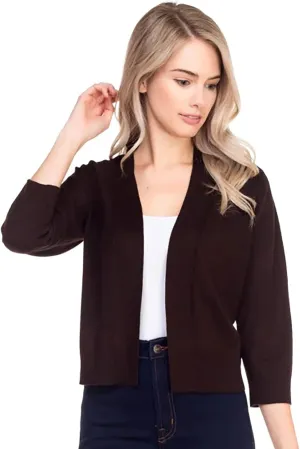 Bolero Cropped Cardigans Shrugs for Women - 3/4 Sleeve Open Front Cover up for Dresses