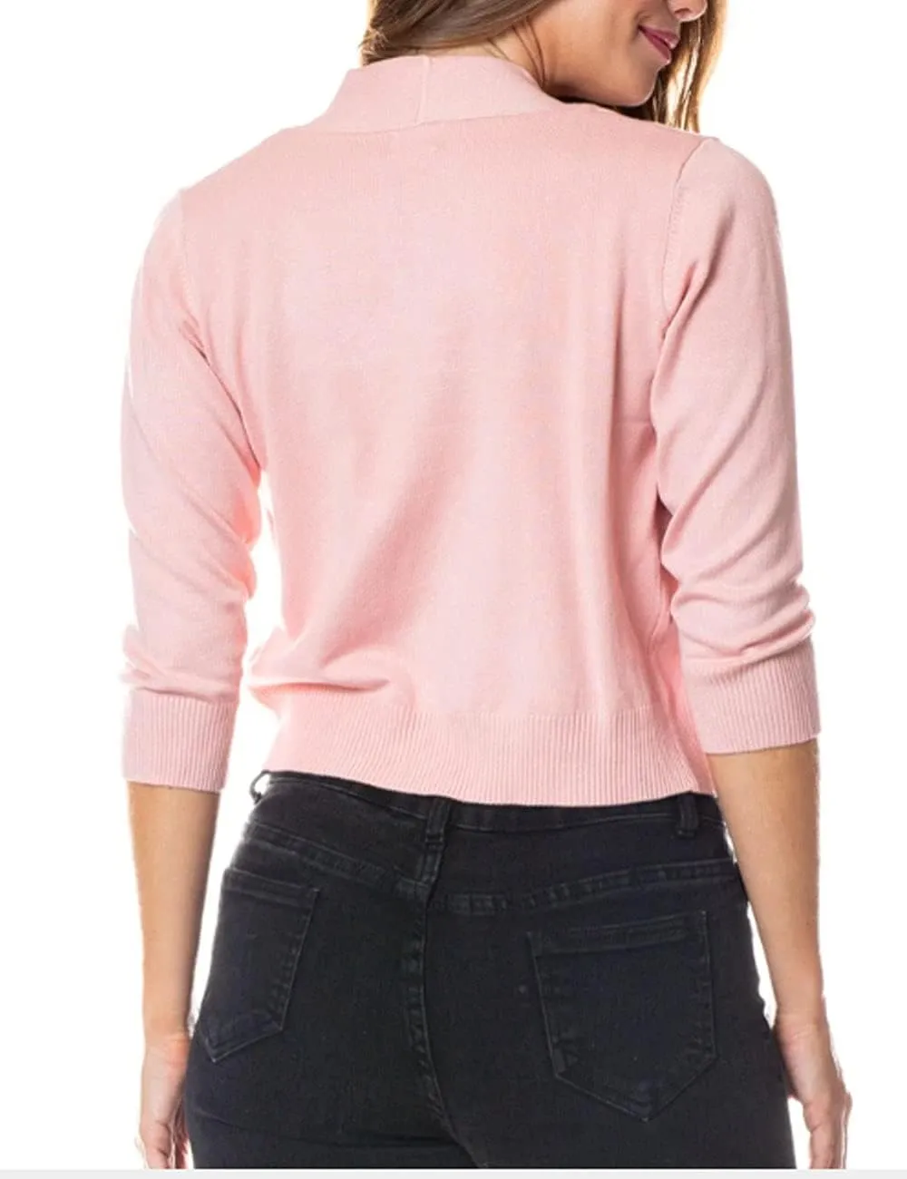 Bolero Cropped Cardigans Shrugs for Women - 3/4 Sleeve Open Front Cover up for Dresses
