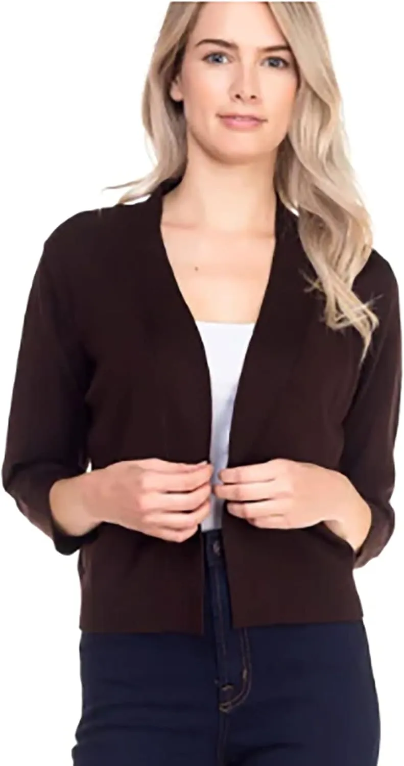 Bolero Cropped Cardigans Shrugs for Women - 3/4 Sleeve Open Front Cover up for Dresses