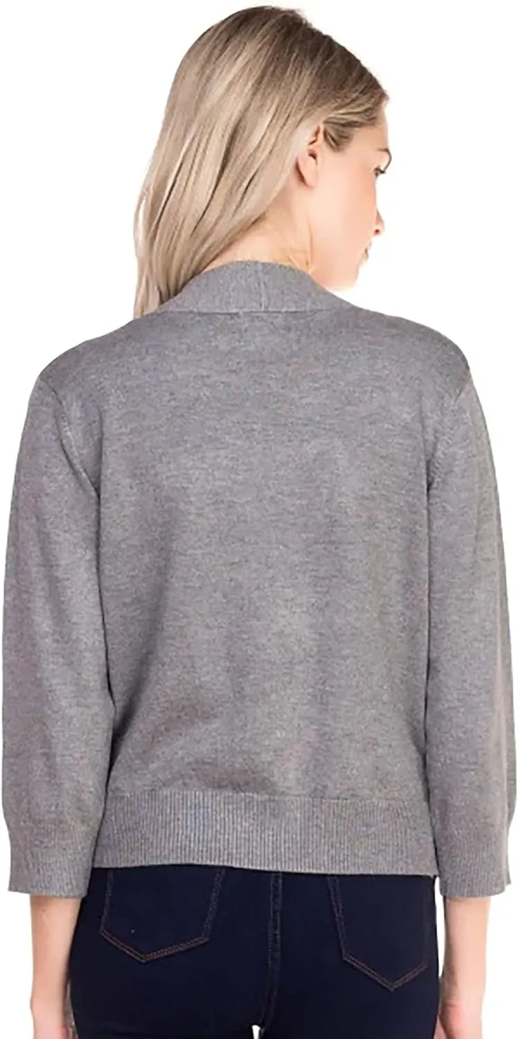 Bolero Cropped Cardigans Shrugs for Women - 3/4 Sleeve Open Front Cover up for Dresses