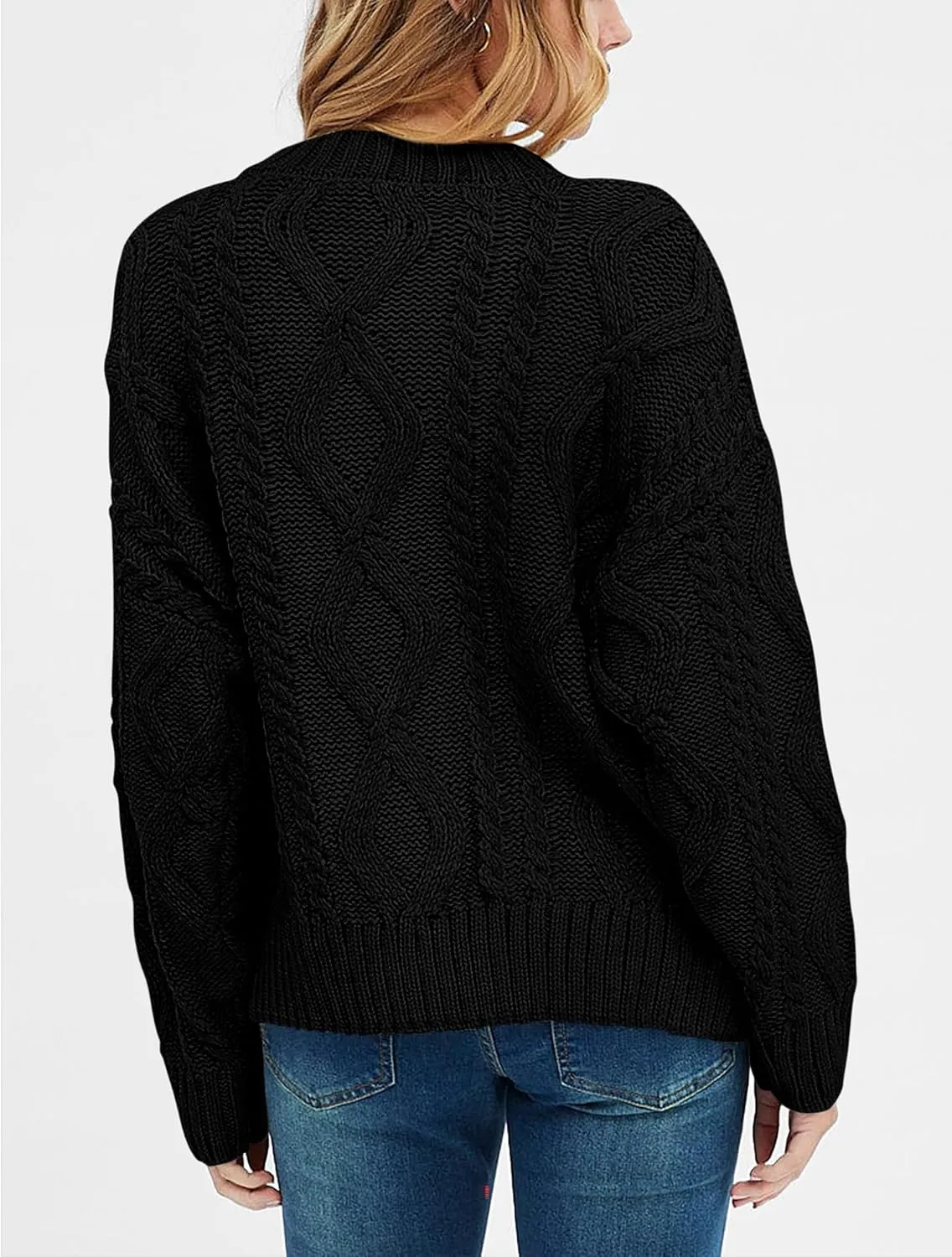 BTFBM Casual Women Long Sleeve Sweater 2025 Fall Ribbed Knit Pullover Loose Crewneck Cable Sweater Jumper Tops