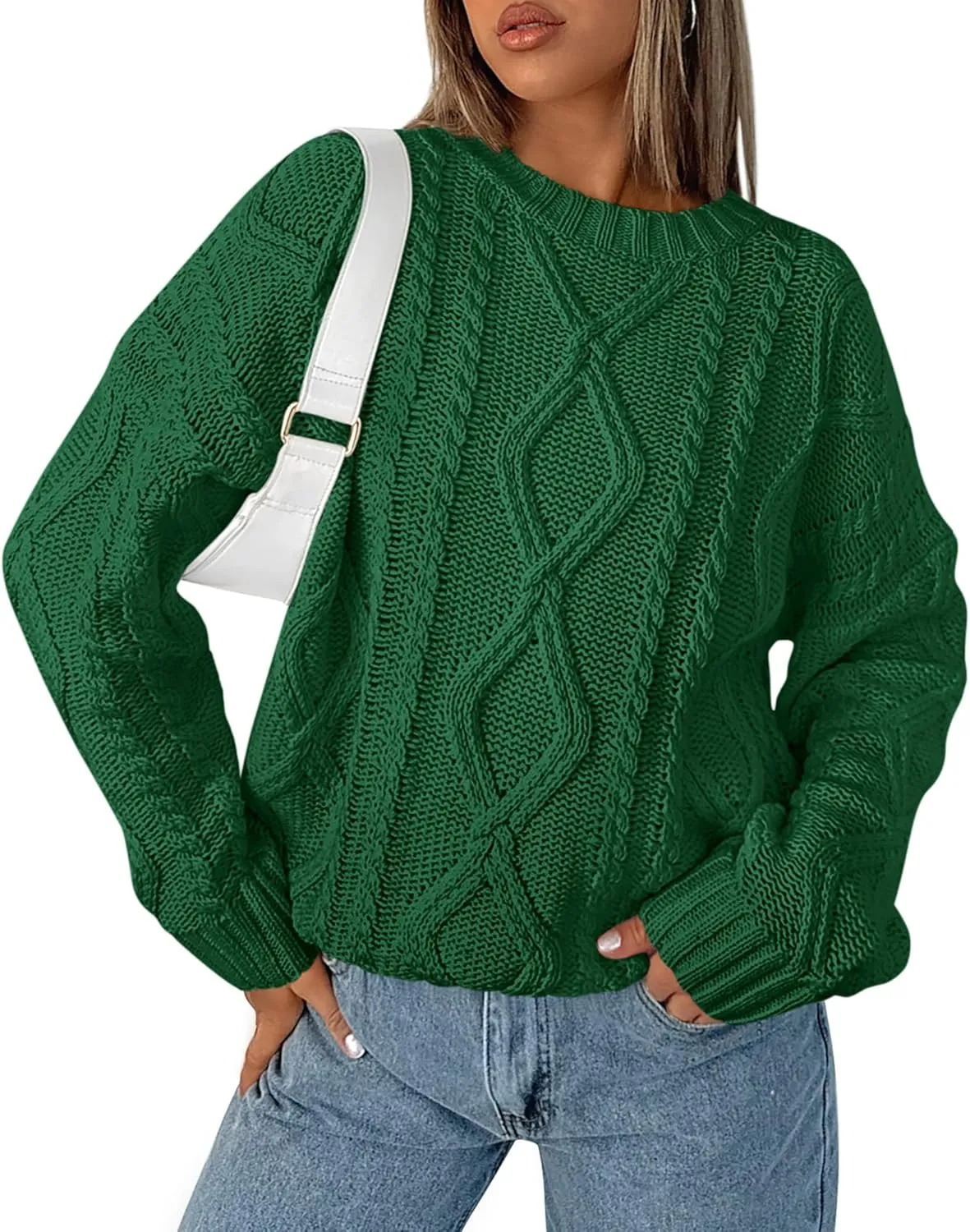 BTFBM Casual Women Long Sleeve Sweater 2025 Fall Ribbed Knit Pullover Loose Crewneck Cable Sweater Jumper Tops