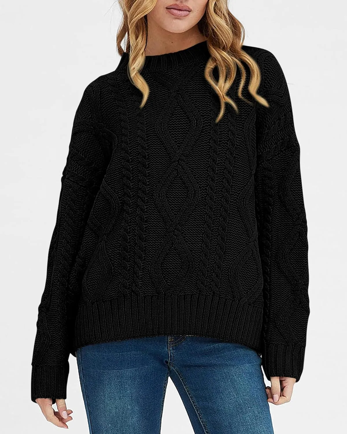 BTFBM Casual Women Long Sleeve Sweater 2025 Fall Ribbed Knit Pullover Loose Crewneck Cable Sweater Jumper Tops