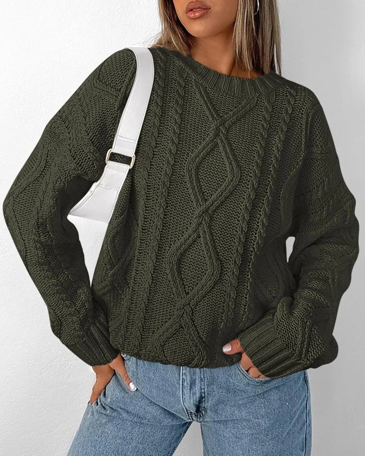 BTFBM Casual Women Long Sleeve Sweater 2025 Fall Ribbed Knit Pullover Loose Crewneck Cable Sweater Jumper Tops