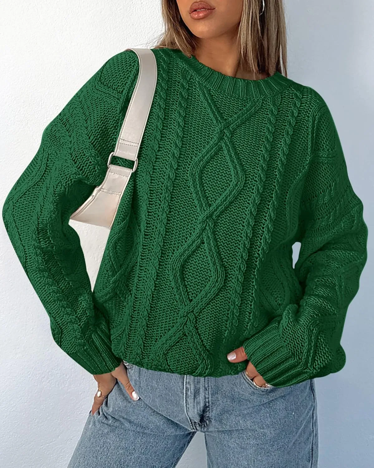 BTFBM Casual Women Long Sleeve Sweater 2025 Fall Ribbed Knit Pullover Loose Crewneck Cable Sweater Jumper Tops