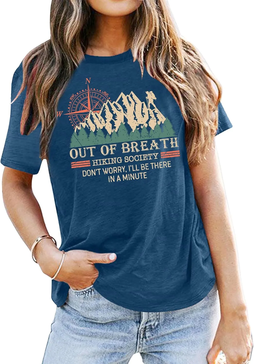 Camping Shirts Women: Camping Mountain Hiking Tshirt Funny Outdoor Graphic Tees Hiking Lovers Tops
