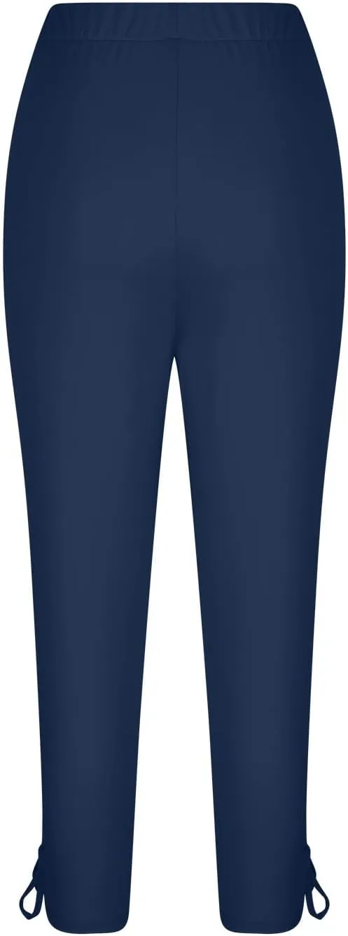 Capri Leggings for Women Tummy Control Knee Length Capri Shorts Dressy 2024 Summer Cropped Pants Casual Comfy Solid Capris