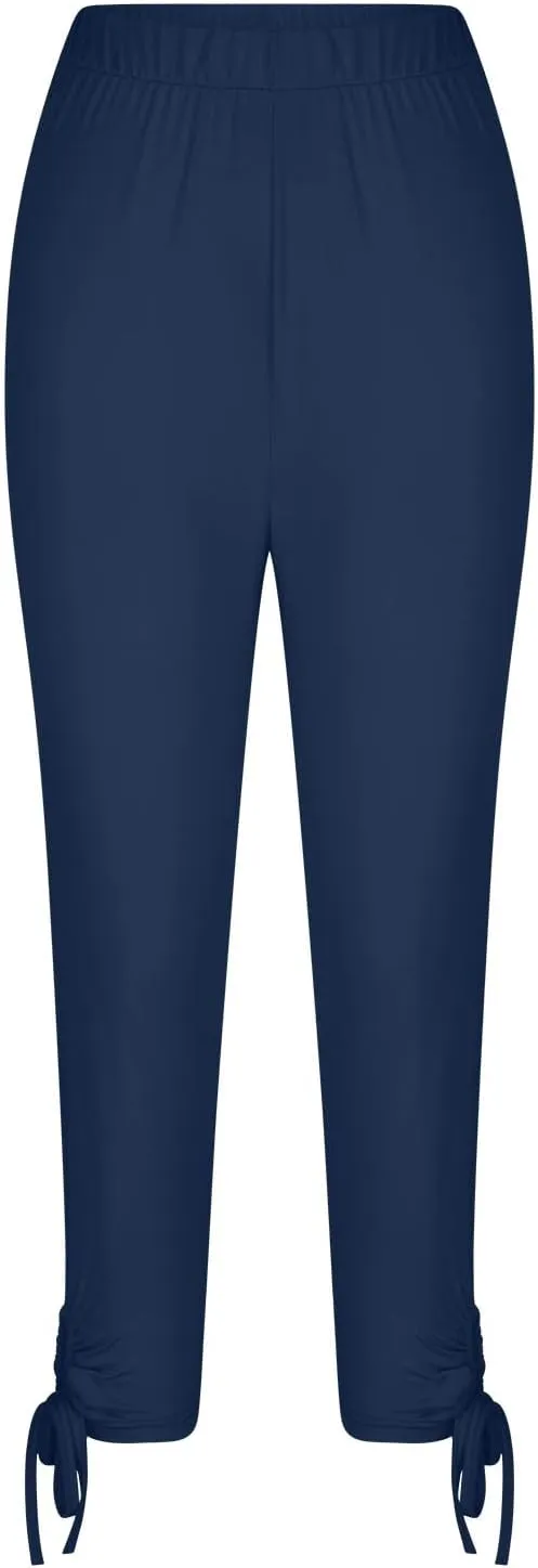 Capri Leggings for Women Tummy Control Knee Length Capri Shorts Dressy 2024 Summer Cropped Pants Casual Comfy Solid Capris