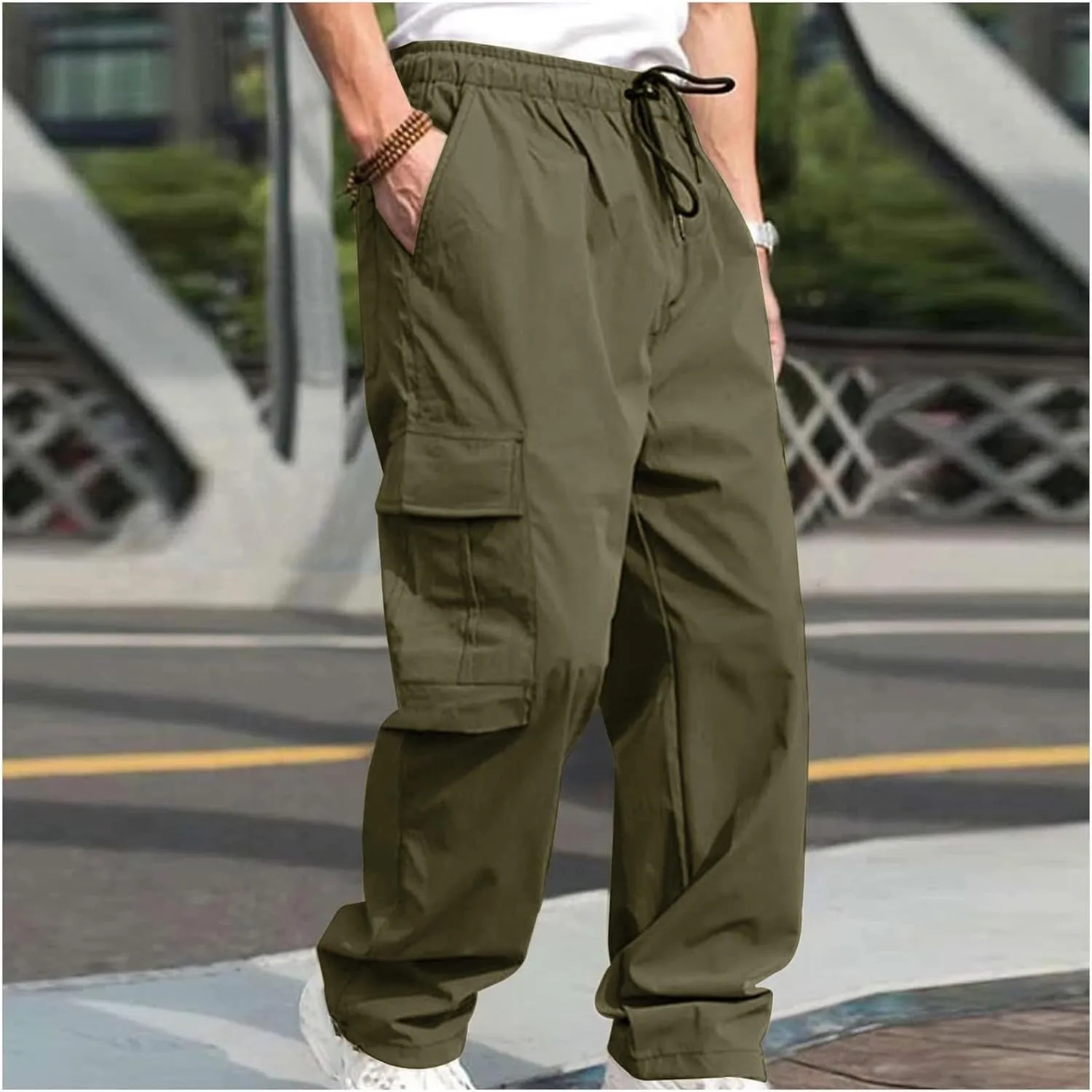 Cargo Pant for Men Pants with Ribbon Active Chinos Pant Hiking Tactical Pants Climbing Pants Flexible Relaxed Pants