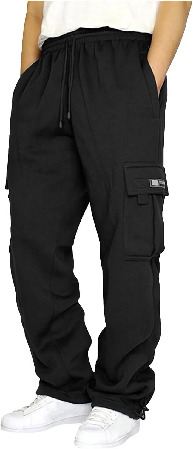 Cargo Pants for Men, Stretch Casual Joggers Athletic Pants, Cotton Loose Fit Baggy Pants Straight Leg Sweatpants