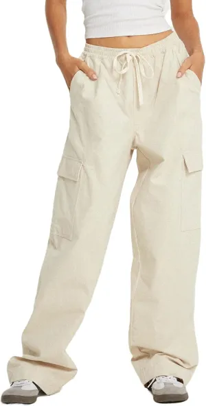 Cargo Pants Women Baggy High Waist Wide Leg Drawstring Pants Loose Casual Straight Cargo Trousers with Pockets Streetwear