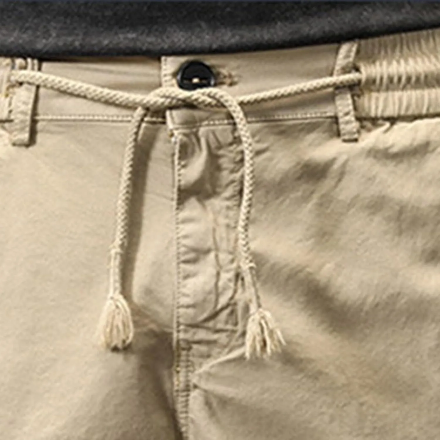 Cargo Shorts for Men Below Knee Stretch Cotton Pull On Drawstring Comfy Shorts Stretch 9 Chino Pants with Pocket