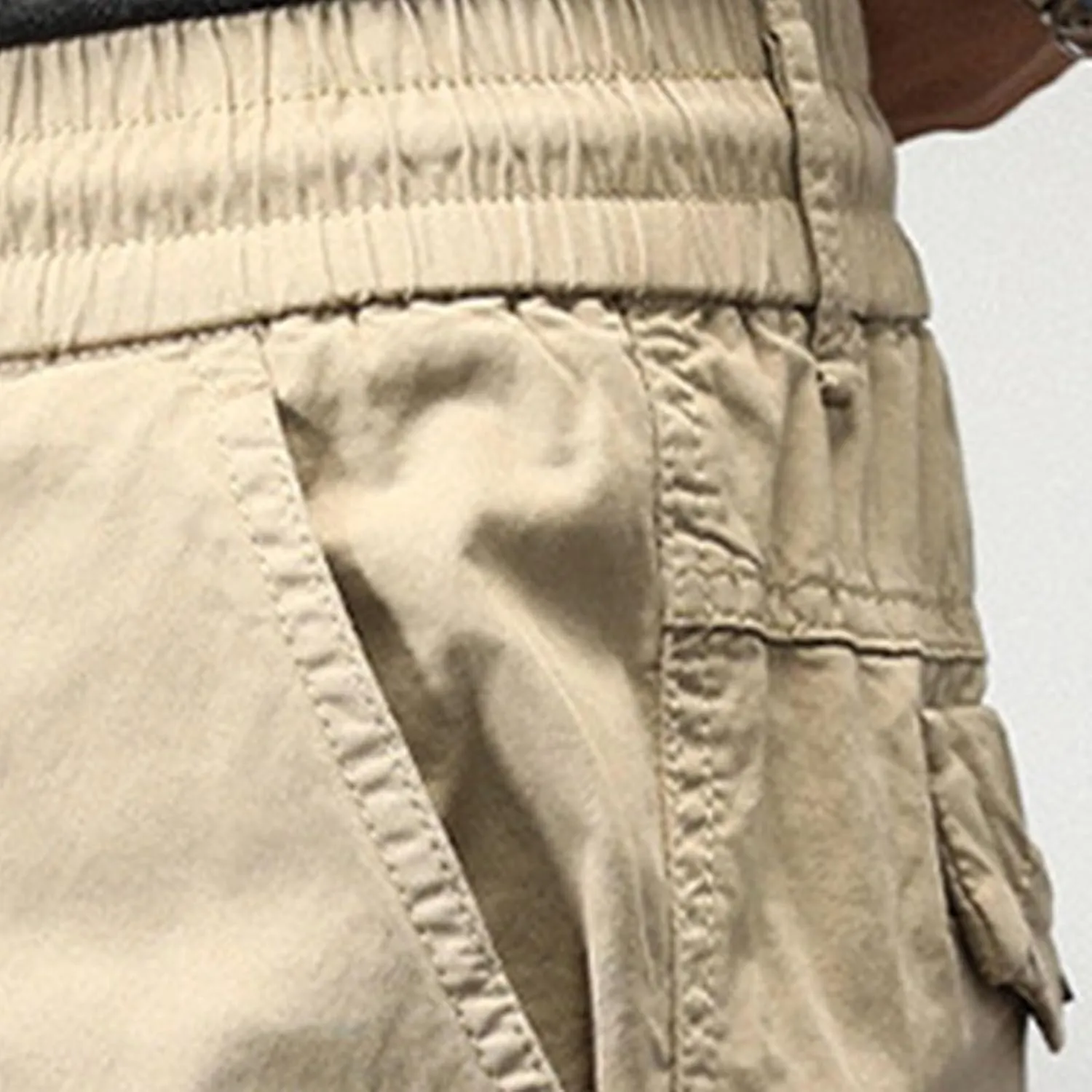 Cargo Shorts for Men Below Knee Stretch Cotton Pull On Drawstring Comfy Shorts Stretch 9 Chino Pants with Pocket