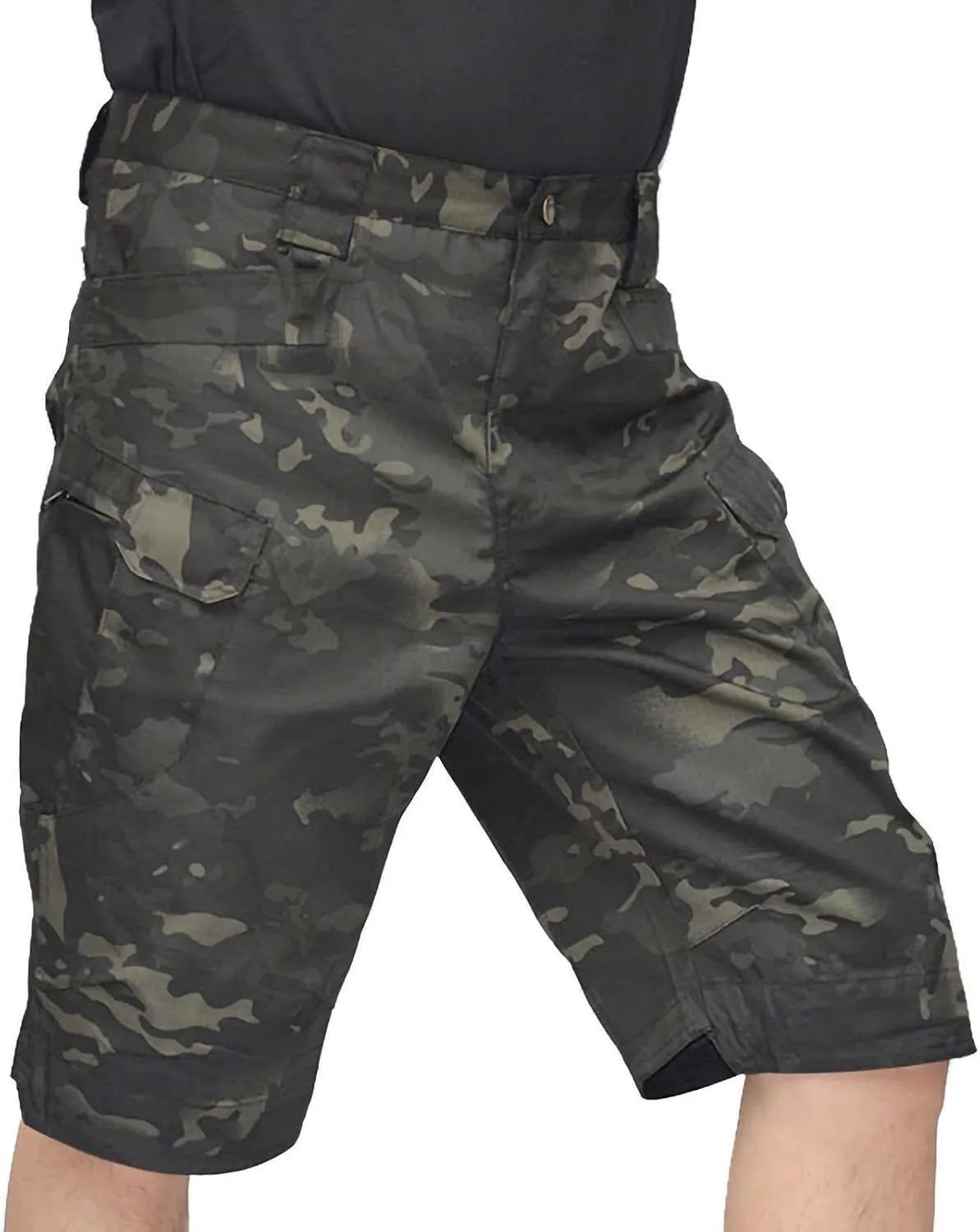 Cargo Shorts for Men Casual Loose Shorts with Pocket Athletic Cotton Linen Woven Elastic Comfy Cargo Pants for Men