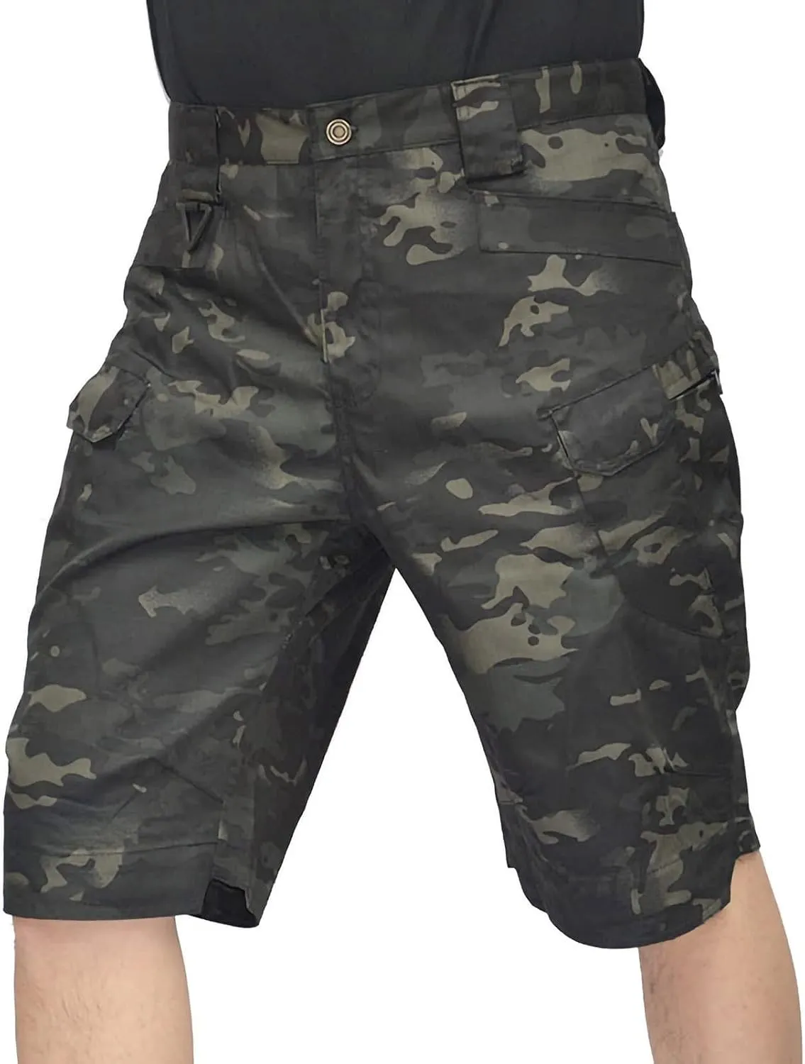 Cargo Shorts for Men Casual Loose Shorts with Pocket Athletic Cotton Linen Woven Elastic Comfy Cargo Pants for Men