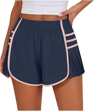 Casual Elastic High Waisted Wide Leg Shorts Summer Quick Dry Baggy Hem Skirt Shorts for Outdoor Athletic Running Sports