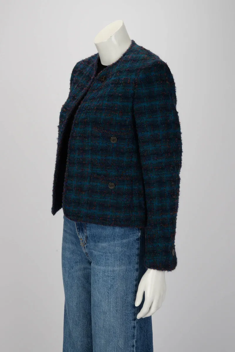 Chanel Teal Fantasy Tweed Edge to Edge Jacket FR 38