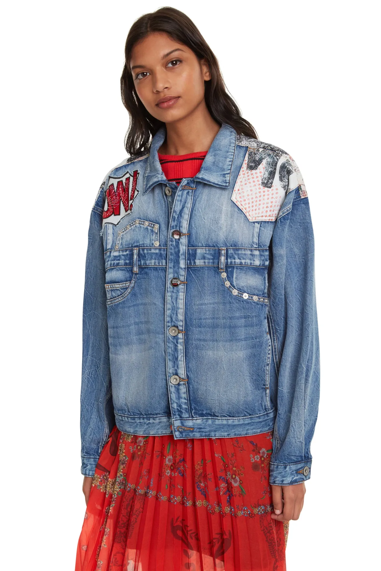 Comic Retro Design Denim Jacket Desigual Style 19WWED18