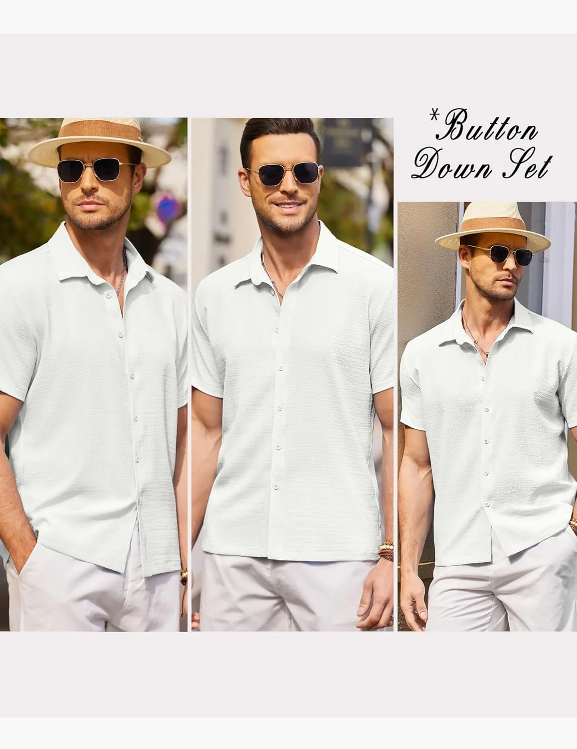 COOFANDY Men's Casual Short Sleeve Button Down Shirt Textured Summer Beach Shirt