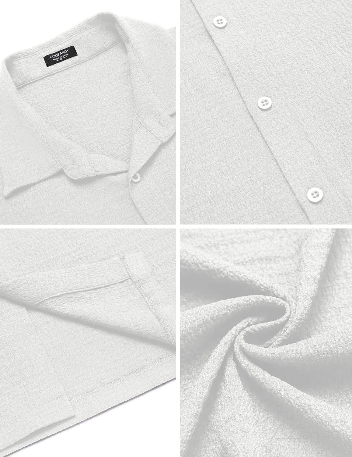 COOFANDY Men's Casual Short Sleeve Button Down Shirt Textured Summer Beach Shirt