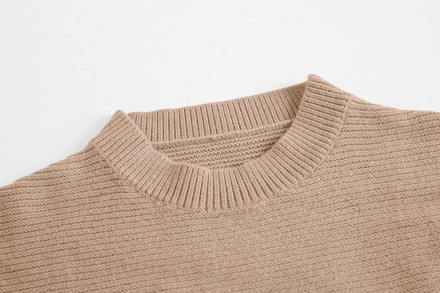 Coololi Women's Puff Sleeve Knit Pullover Ribbed Sweaters Crewneck Oversized Loose Casual Cozy Soft Slouchy Sweater Tops