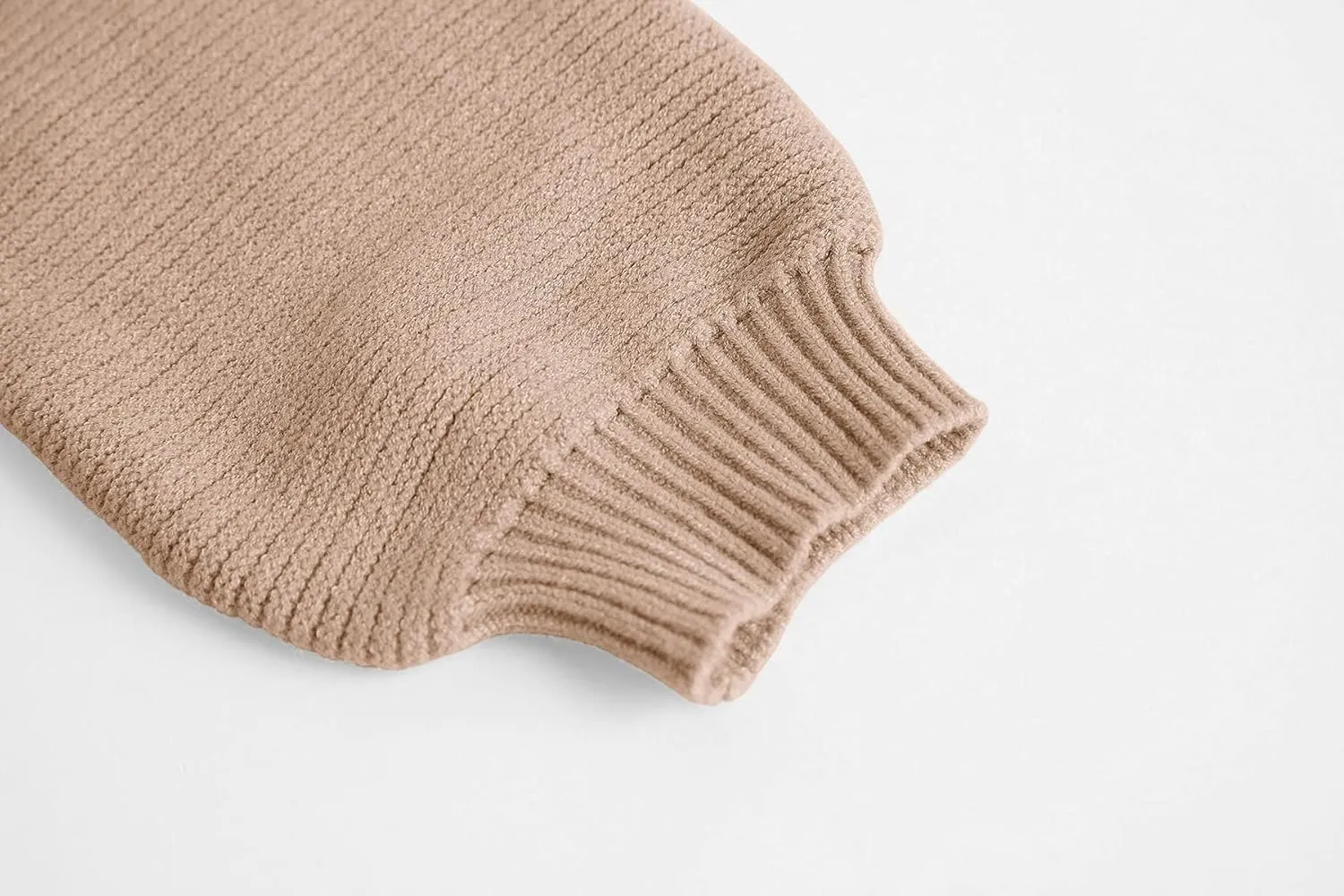 Coololi Women's Puff Sleeve Knit Pullover Ribbed Sweaters Crewneck Oversized Loose Casual Cozy Soft Slouchy Sweater Tops
