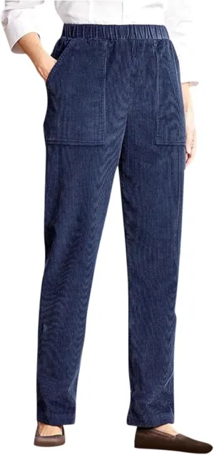 Corduroy Pants for Women High Waisted Straight Leg Pants Solid Color Casual Winter Pants Trousers with Pockets