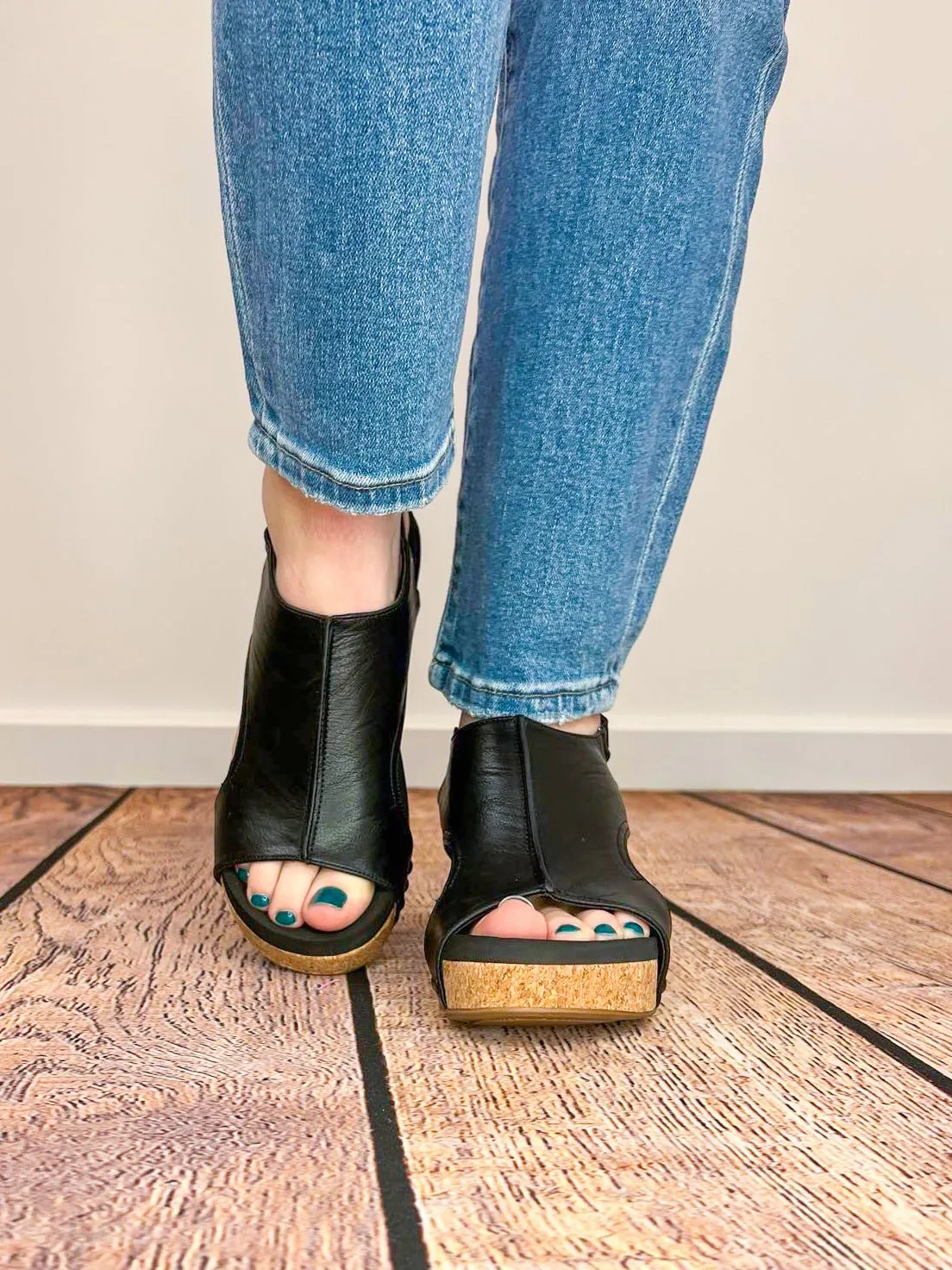 Corky's Footwear Carley Wedge Sandal - Black Smooth