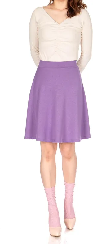 Dani's Choice Simple Stretch A-line Flared Knee Length Skirt