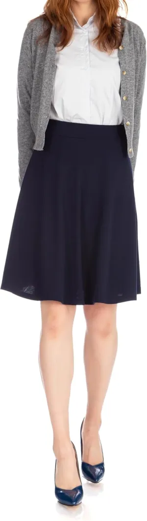 Dani's Choice Simple Stretch A-line Flared Knee Length Skirt