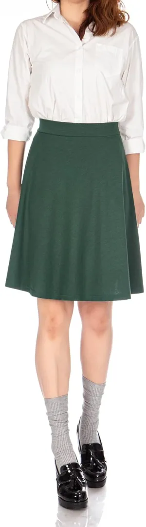 Dani's Choice Simple Stretch A-line Flared Knee Length Skirt