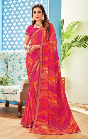 Designer Magenta Georgette Printed Saree for Casual Wear (D502)
