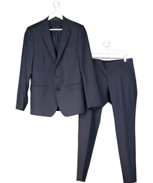 Dolce & Gabbana Blue Wool Silk Two Piece Formal Suit UK M